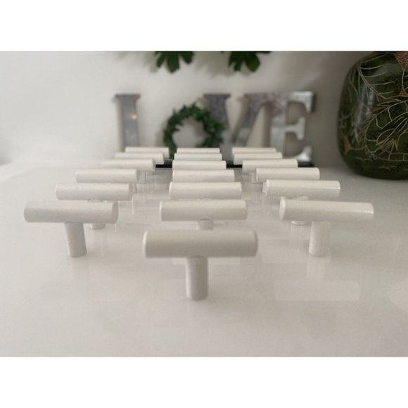 Simple Kitchen Cabinet Pulls White Cupboard Round T Bar Handle Drawer 2" New - Picture 6 of 16